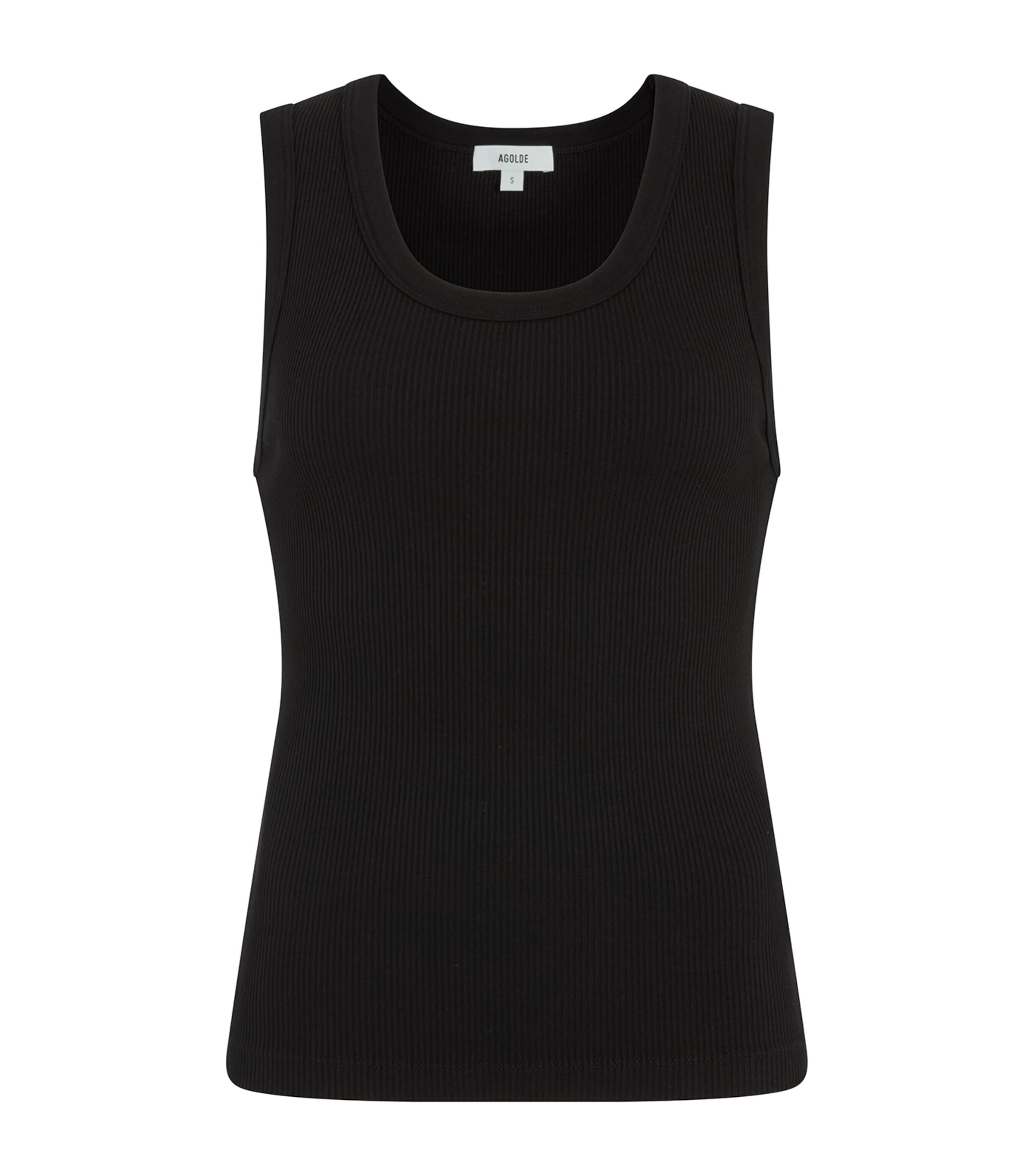AGOLDE Black Ribbed Poppy Tank Top