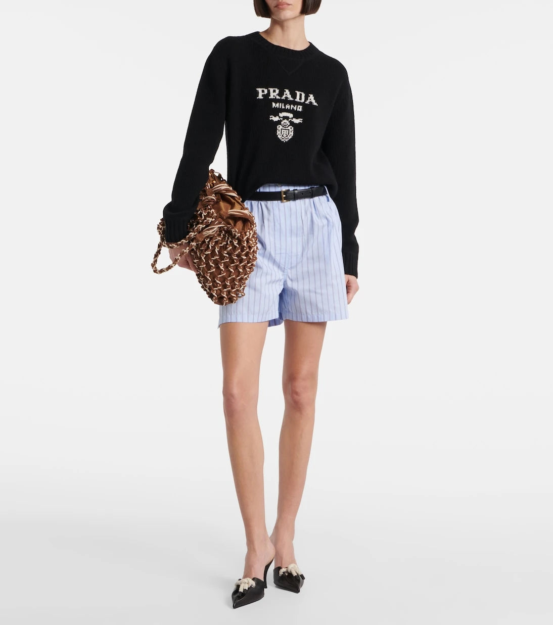 Prada - سترة من الصوف والكشمير بشعار العلامة