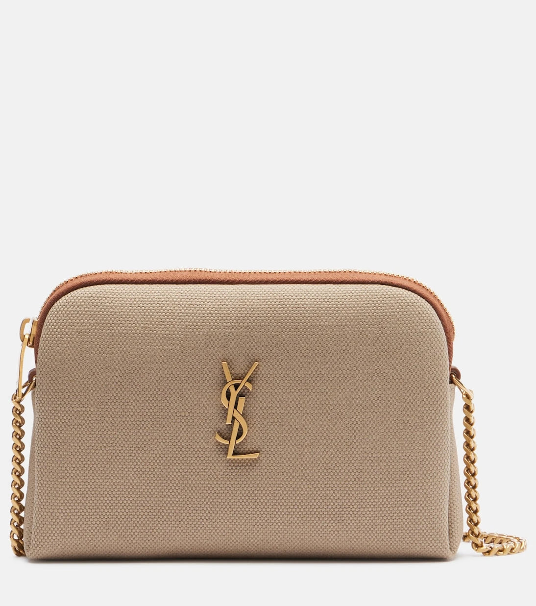 Saint Laurent - Gaby leather-trimmed canvas crossbody bag