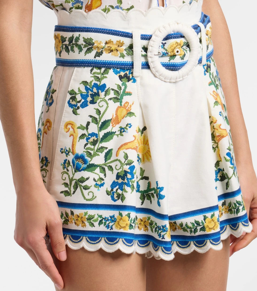 Farm Rio - Emily Floral belted cotton shorts