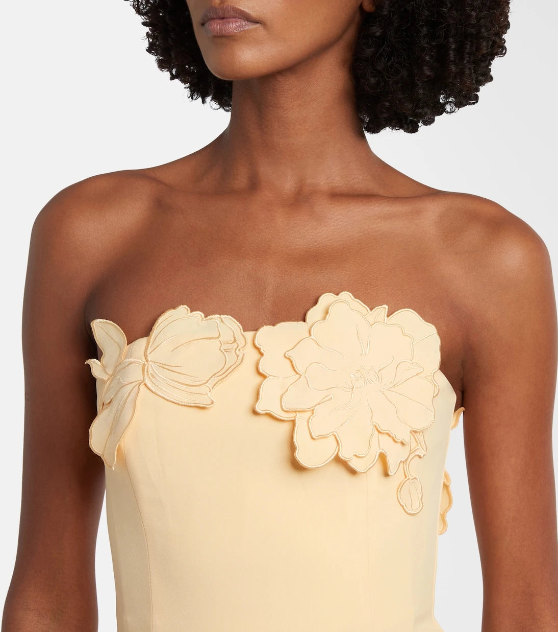 Leo Lin - Rayna floral-appliqué strapless midi dress
