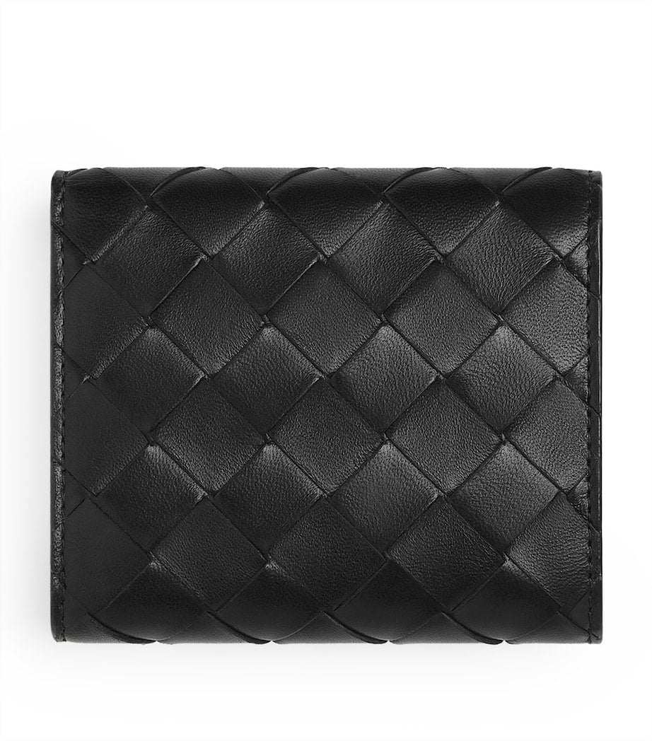 Bottega Veneta Gold Leather Intrecciato Trifold Wallet