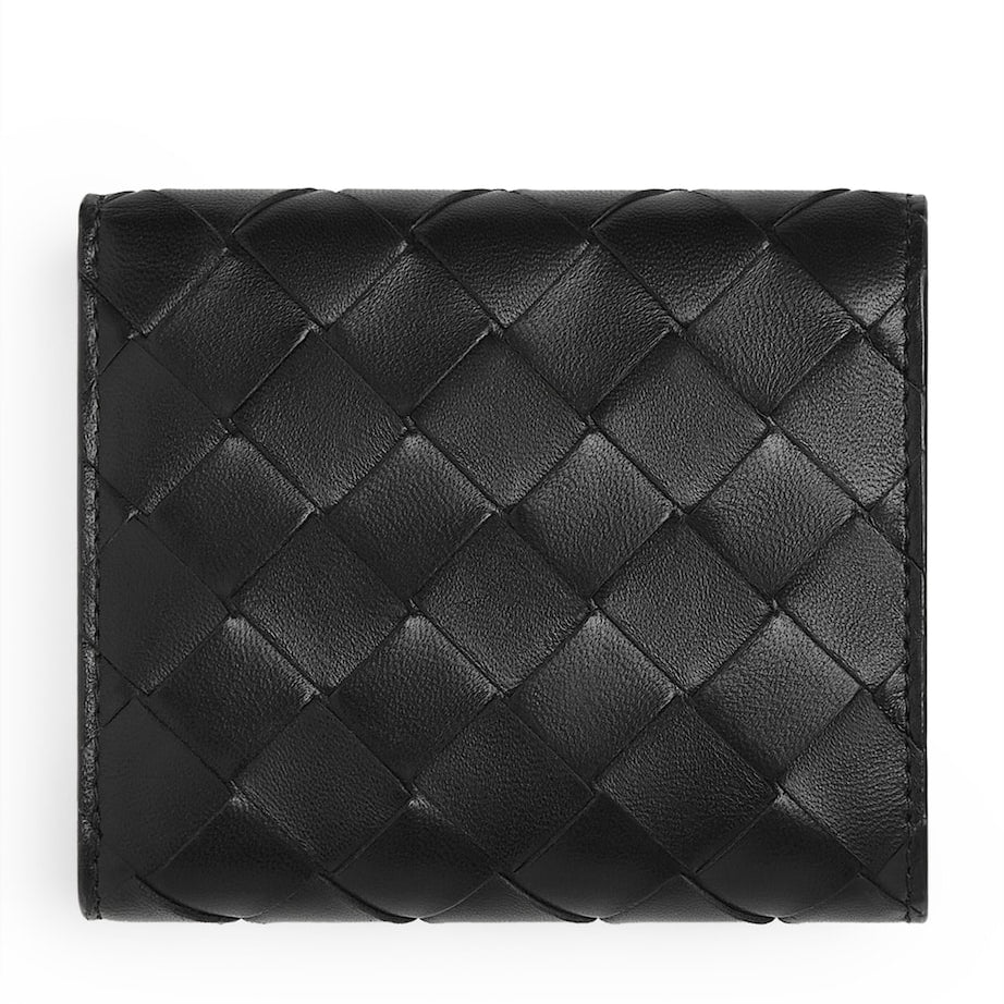 Bottega Veneta Gold Leather Intrecciato Trifold Wallet