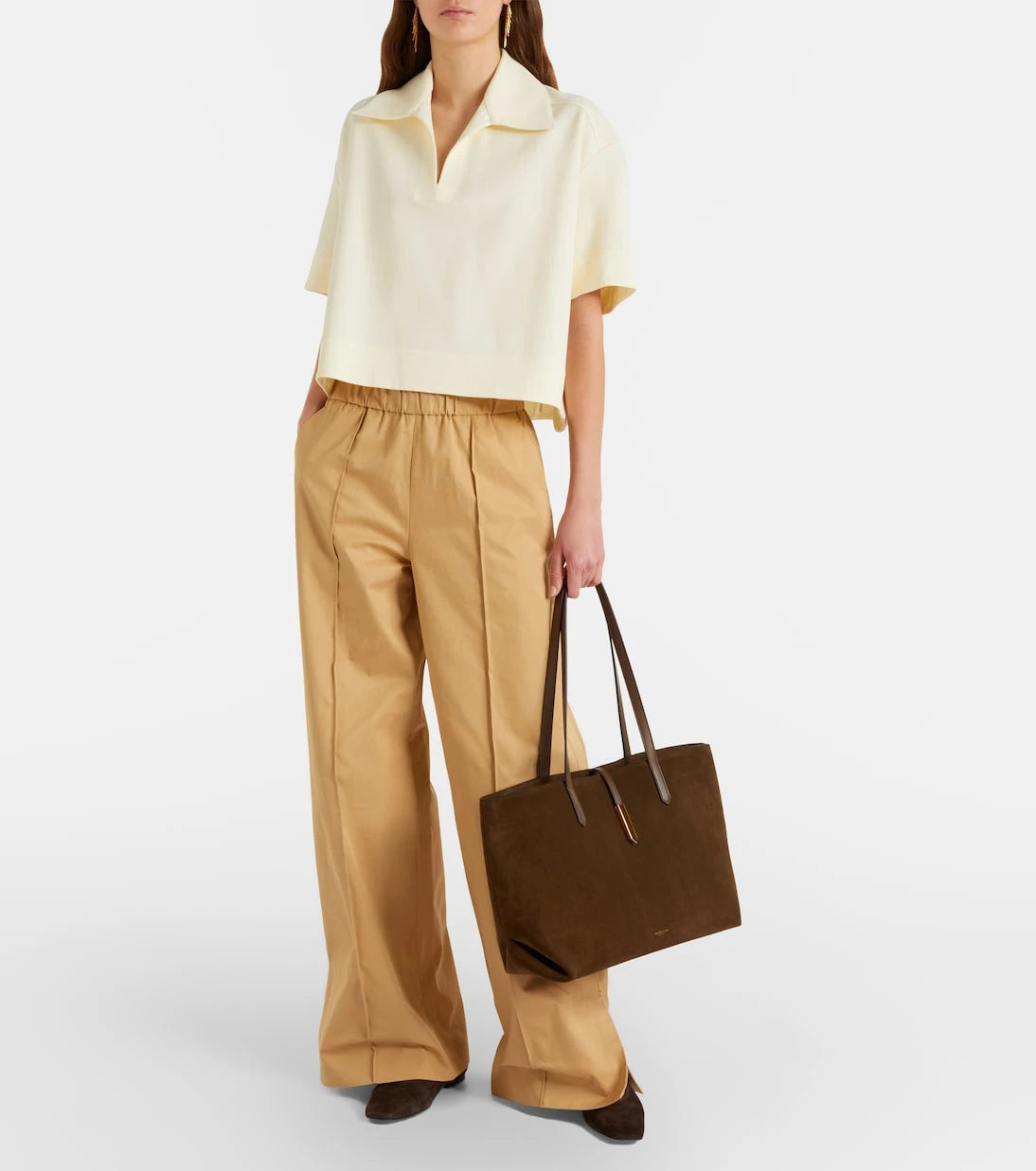 DeMellier - Tokyo leather-trimmed suede tote bag