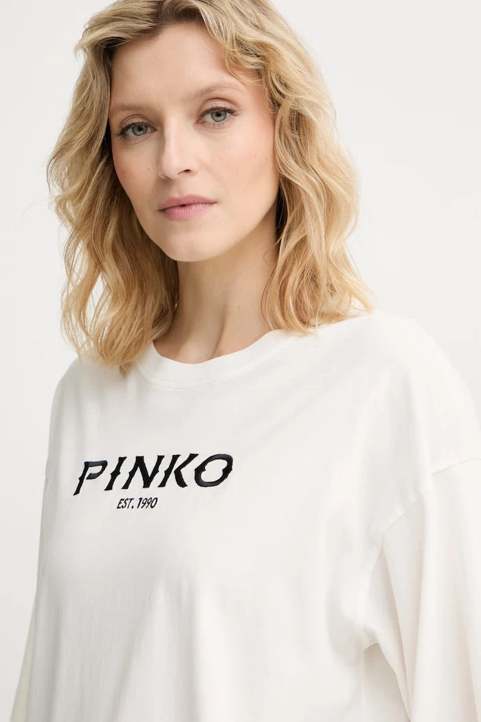 Pinko pamuklu kadın tişörtü