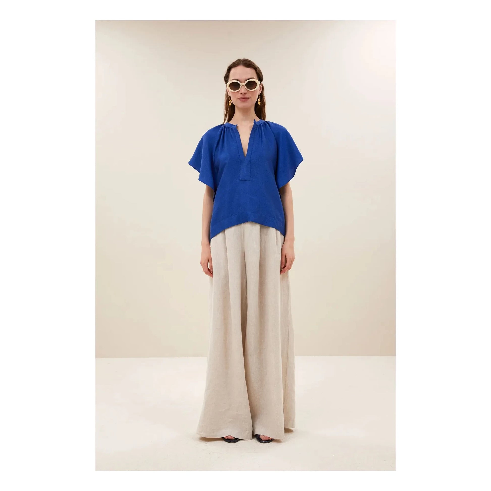 By Bar - Vina Gloss blouse | Royal blue