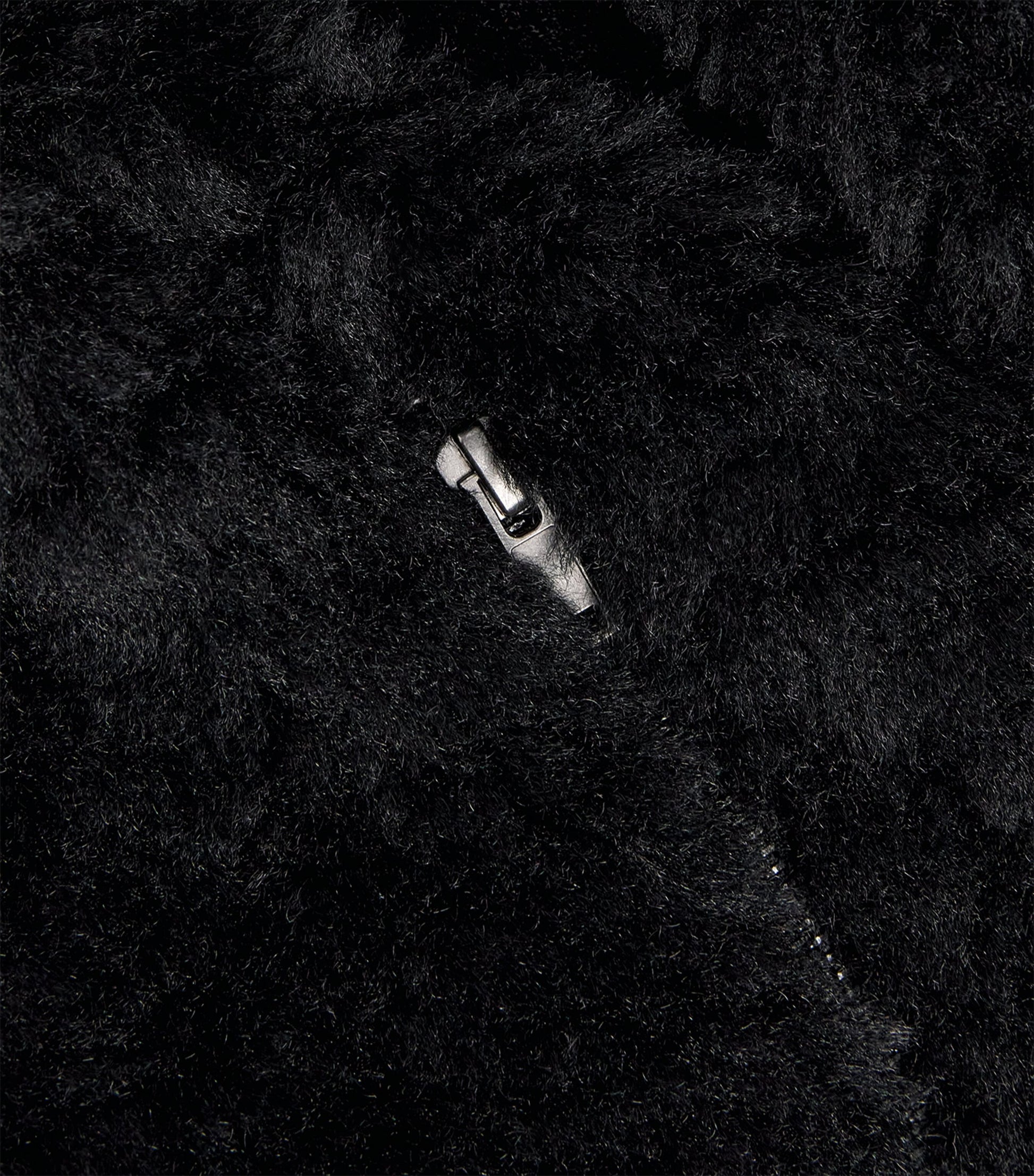 Black Faux Fur Zip-Up Jacket