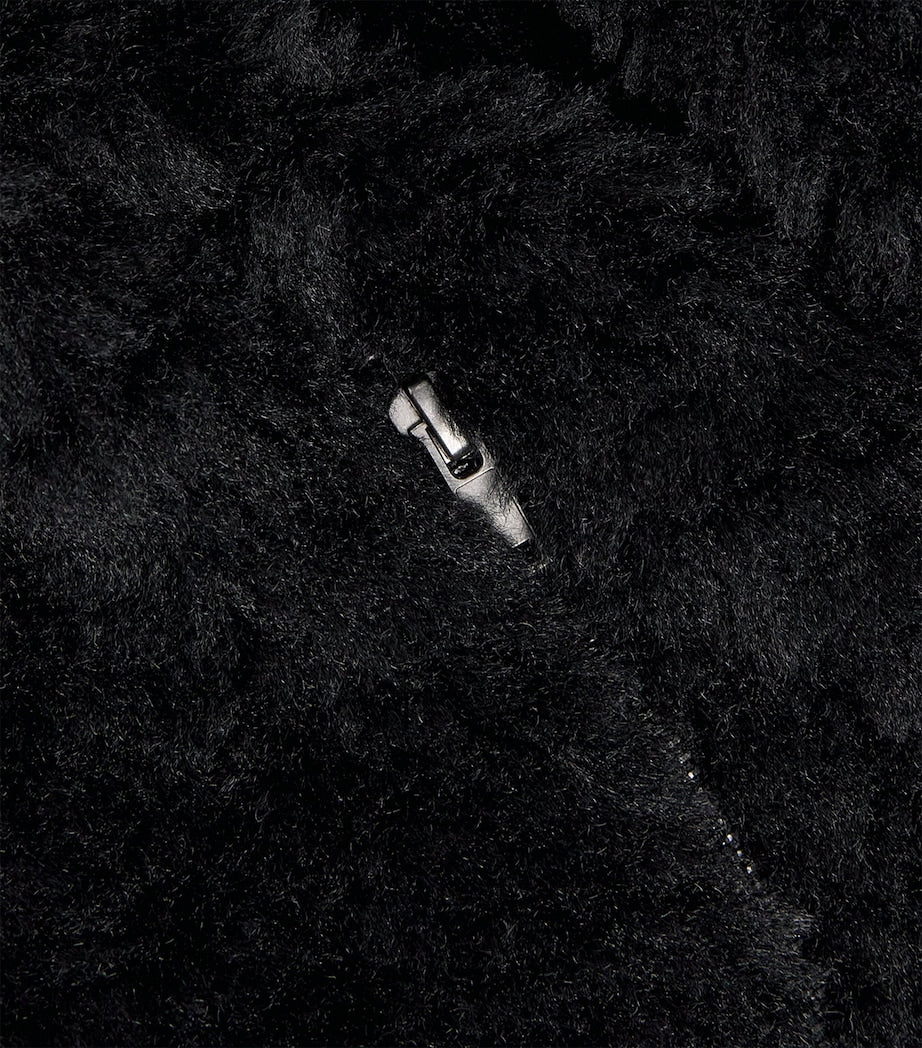 Skims Black Faux Fur Zip-Up Jacket