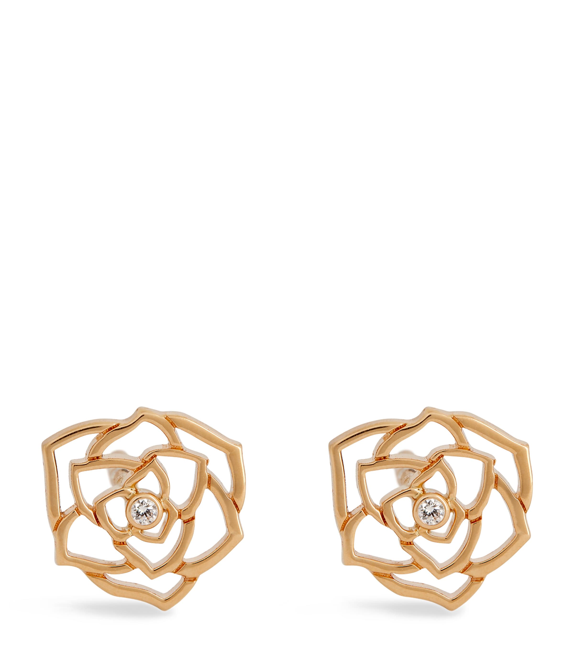Rose Gold and Diamond Rose Earrings