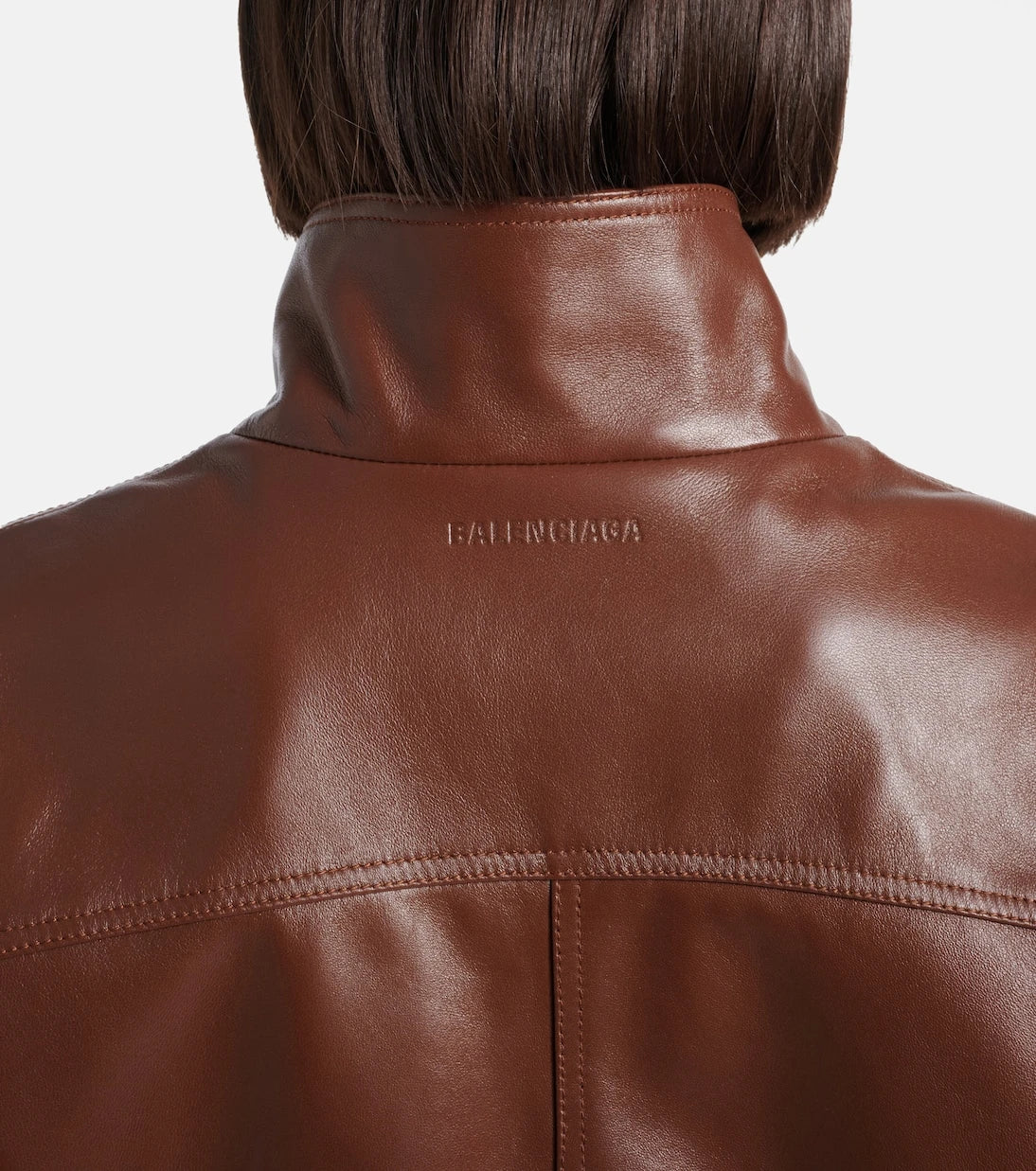 Balenciaga - Cropped oversized leather jacket