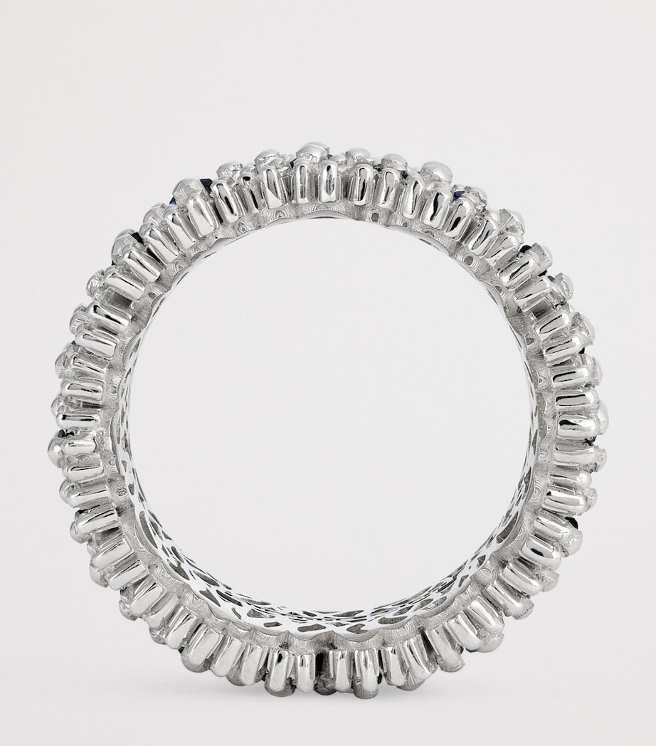 White Gold, Diamond and Sapphire One Of A Kind Ring (Size 6.75)