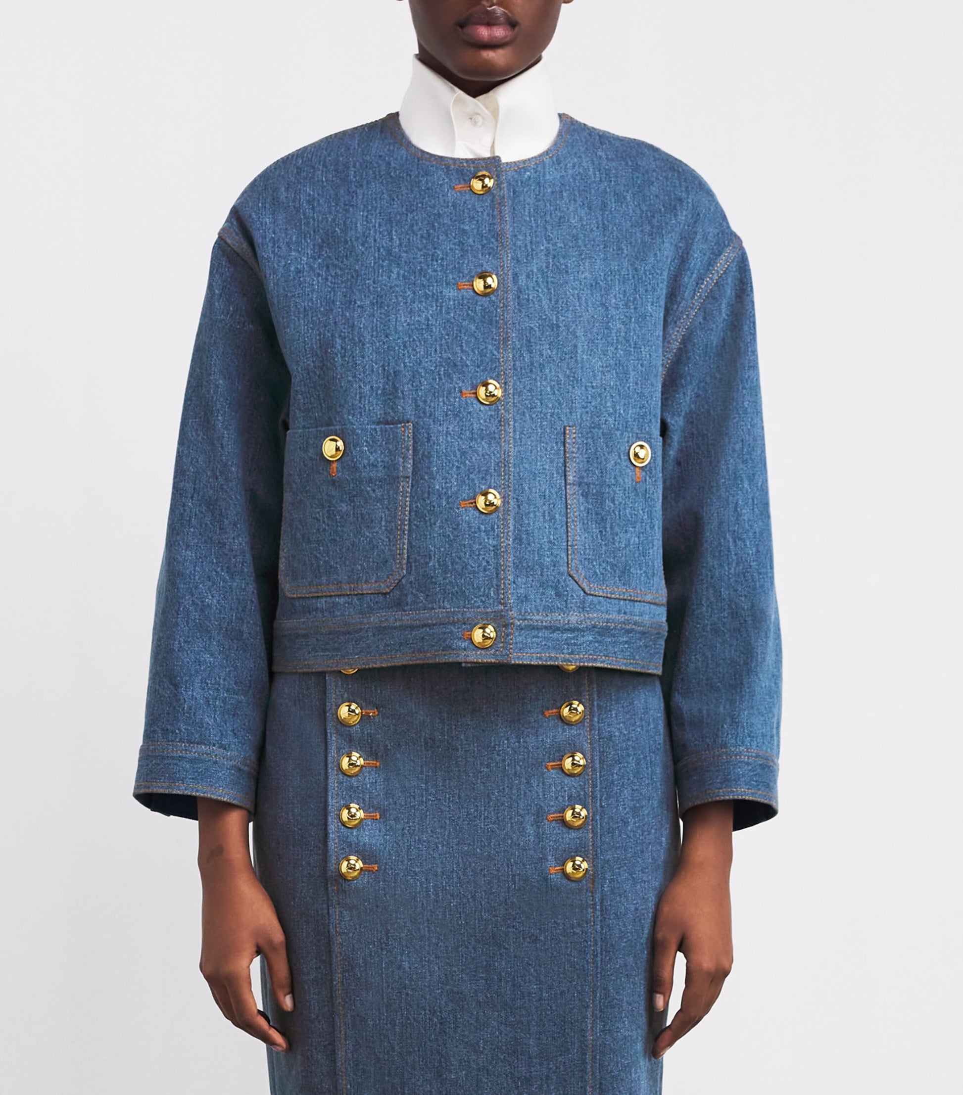 Adam Lippes Blue Cropped Nessy Denim Jacket