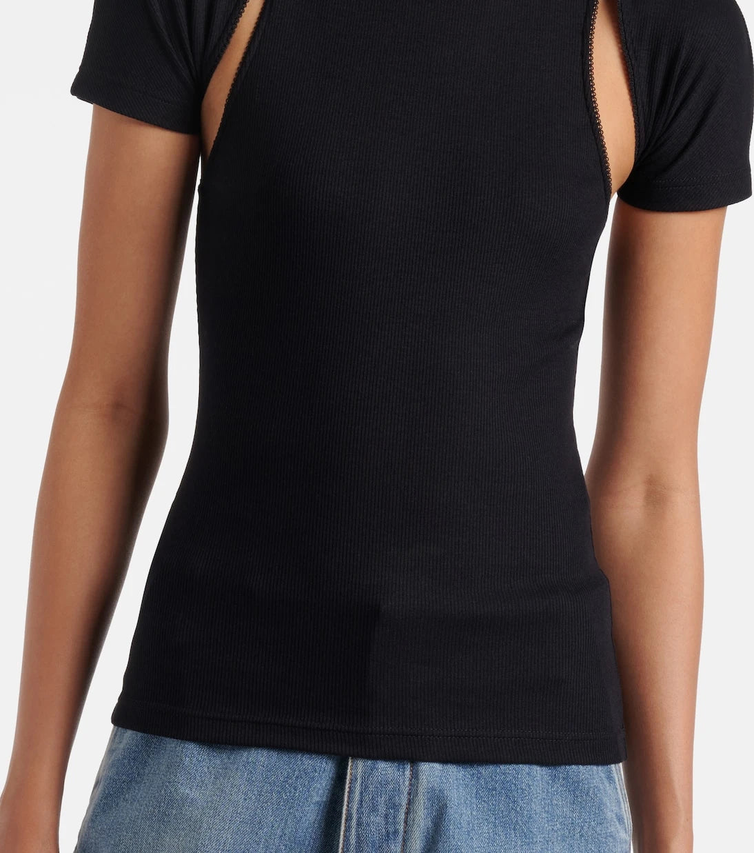 Alaïa - Layered ribbed-knit jersey top