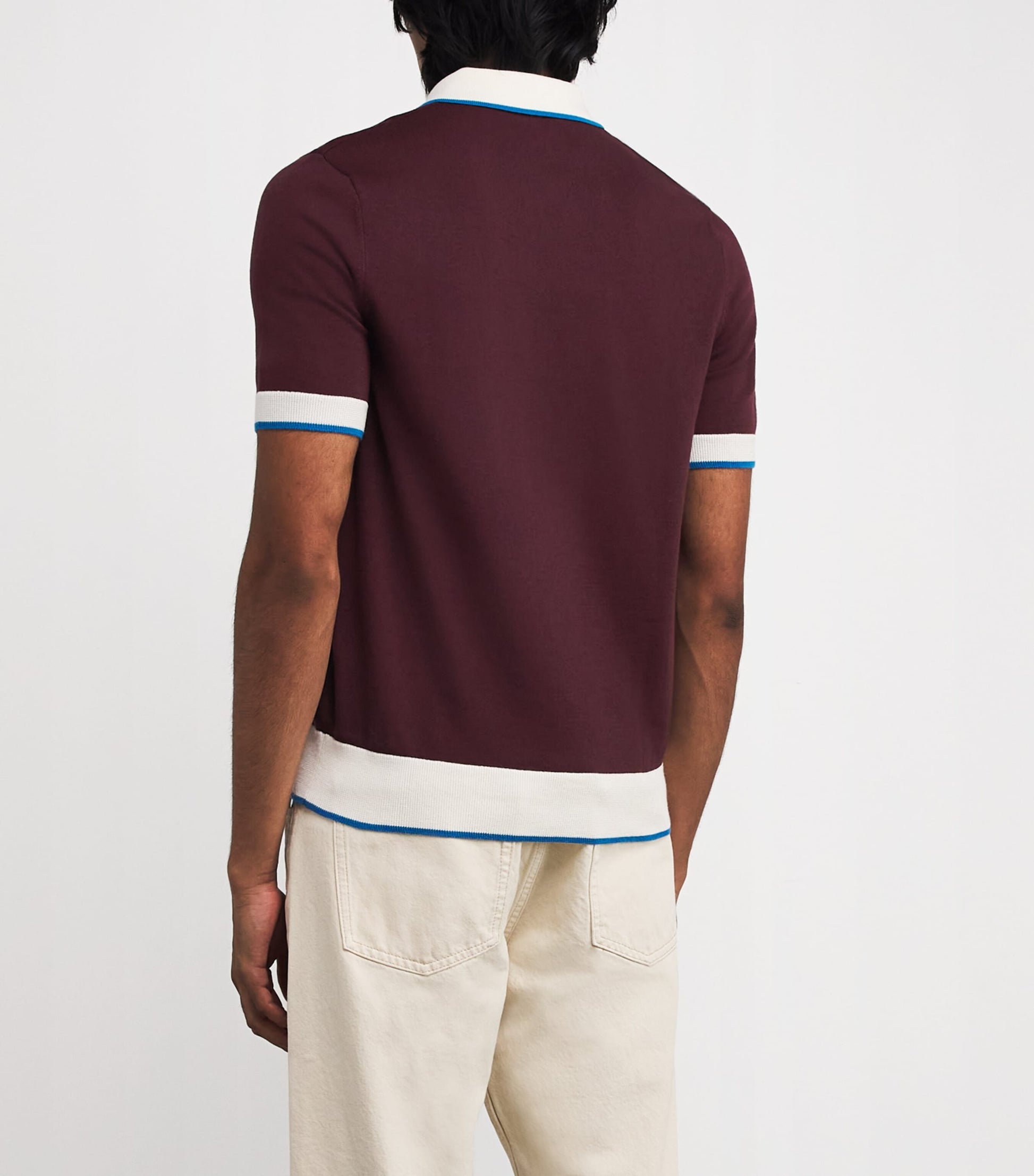 Wool-Cotton Contrast-Trim Polo Shirt