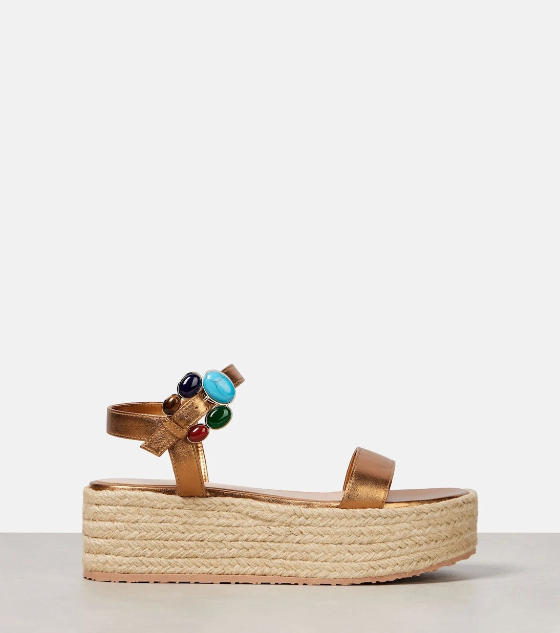 Gianvito Rossi - Metallic leather platform espadrilles