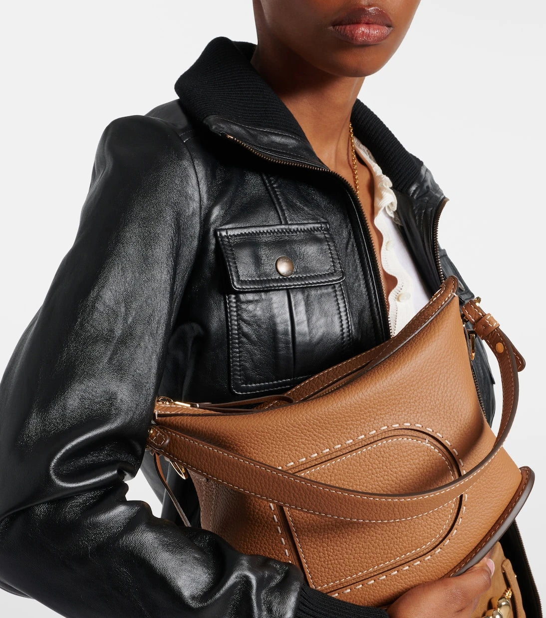 Delvaux - Pin Swing Surpiqué leather shoulder bag