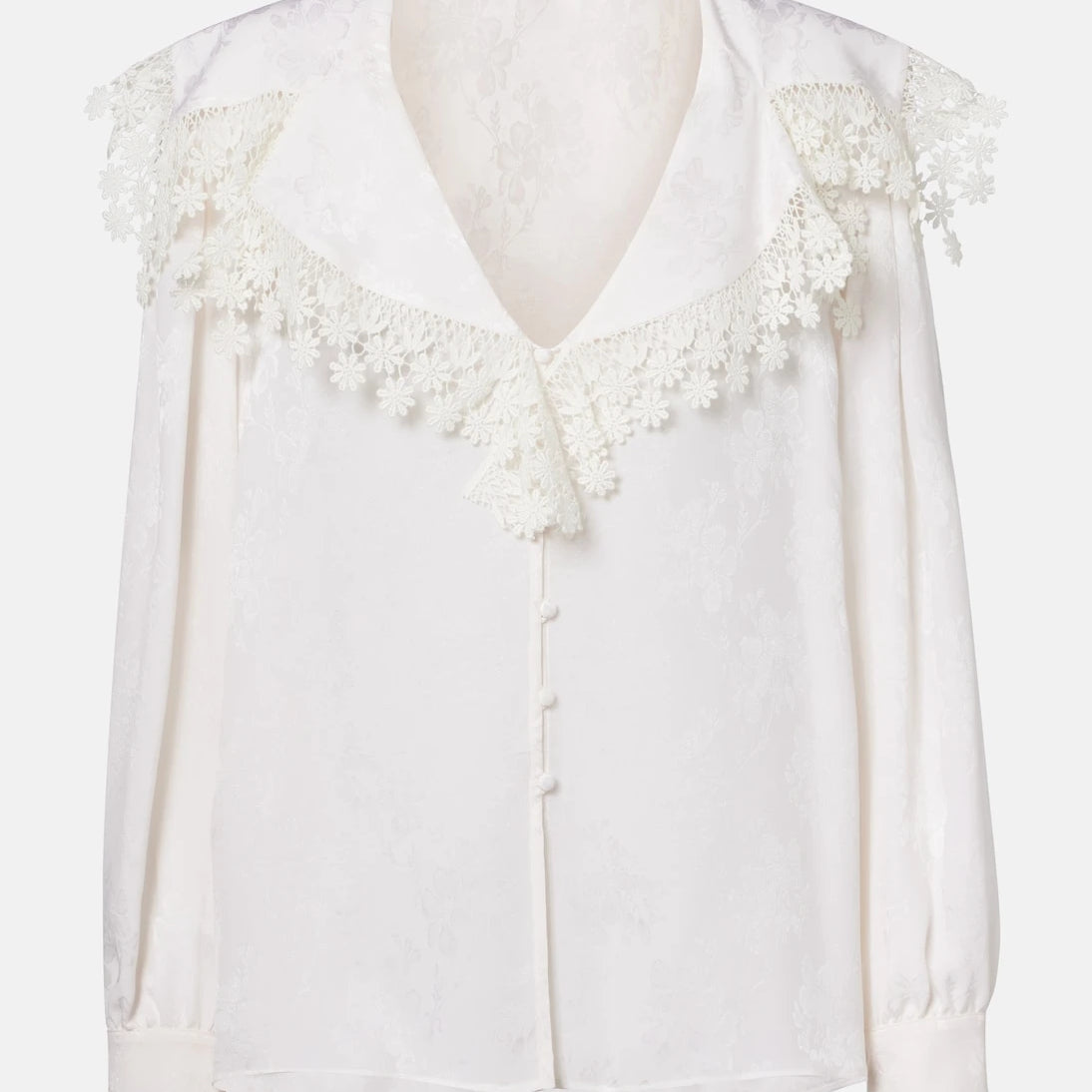 Chloé - Lace-trimmed floral jacquard silk blouse