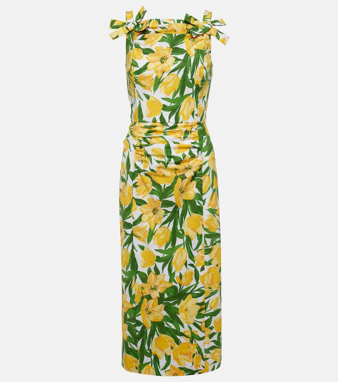 Carolina Herrera - Floral ruched poplin midi dress