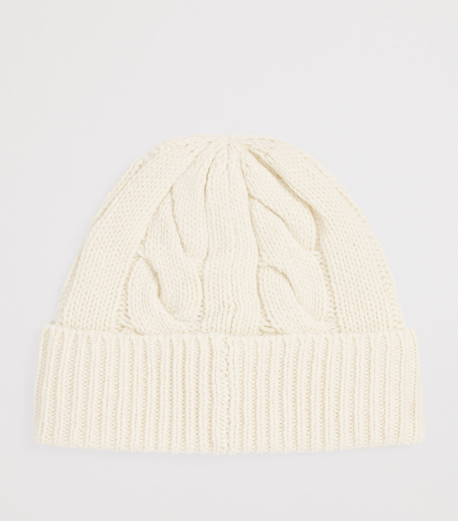 Ivory Wool-Blend Polo Bear Beanie