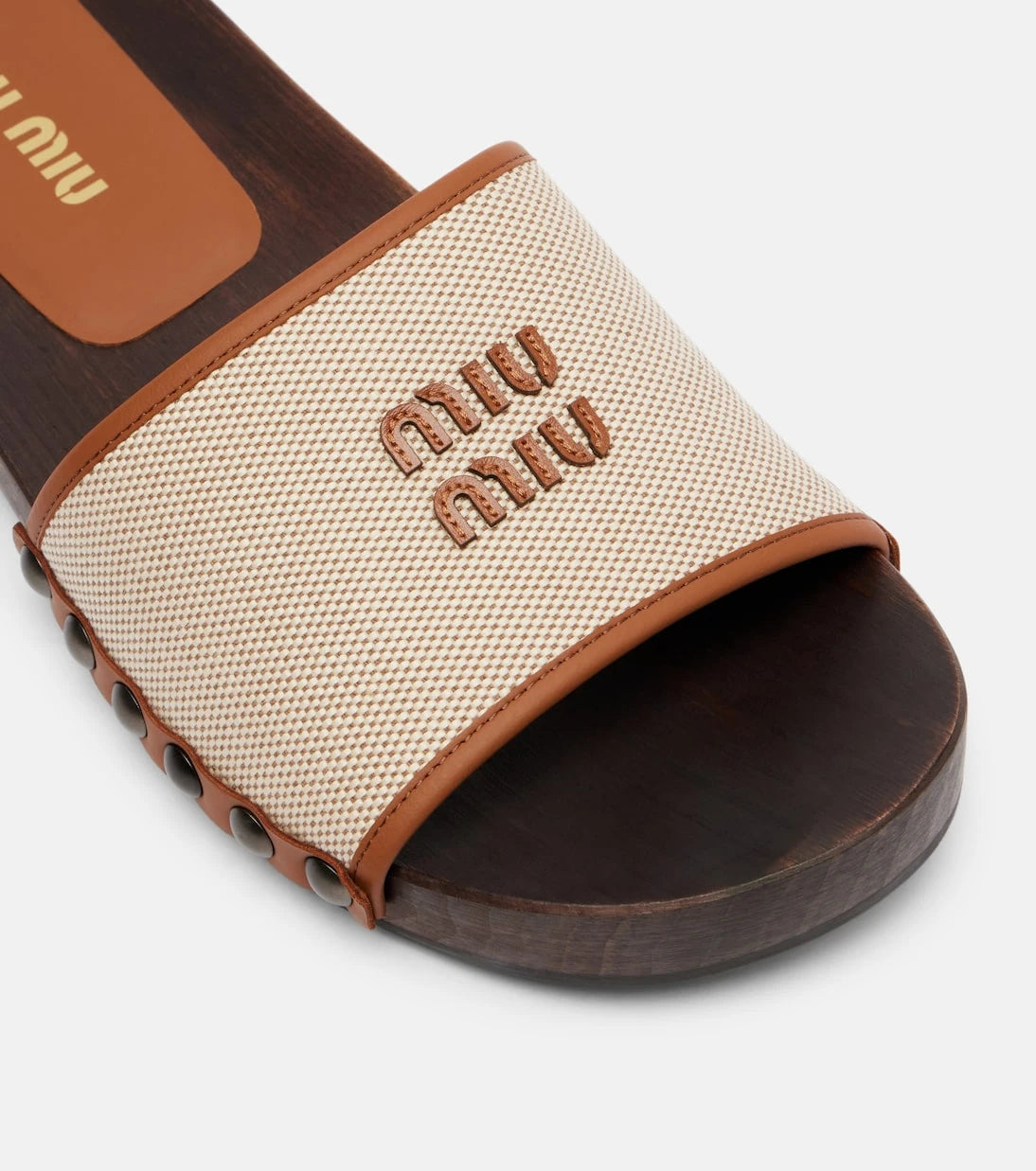 Miu Miu - Logo leather-trimmed canvas clogs