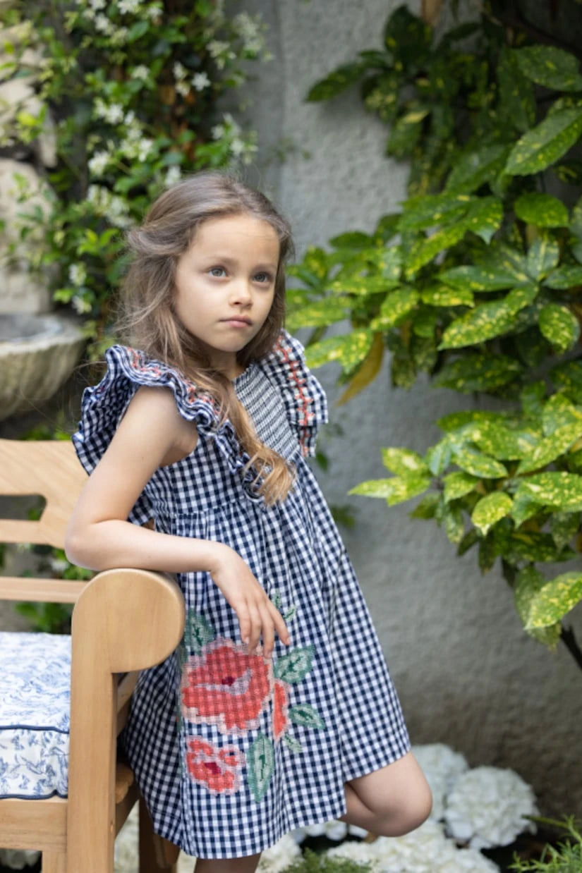 Tartine et Chocolat - Gingham embroidered cotton dress