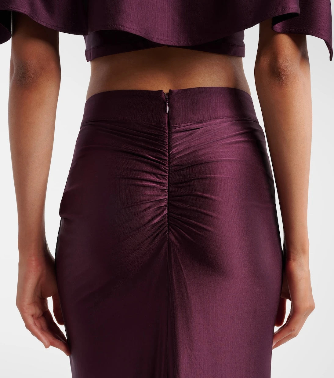 Rabanne - Gathered satin maxi skirt