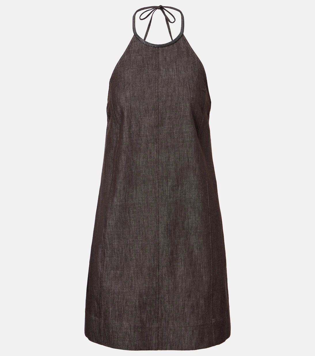 Brunello Cucinelli - Halterneck open-back cotton minidress