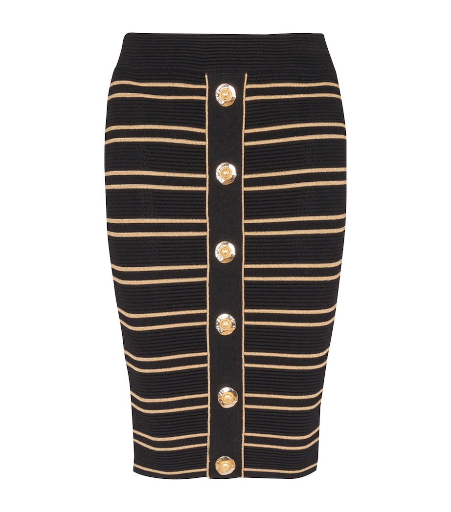 Balmain Black Stripe Midi Pencil Skirt