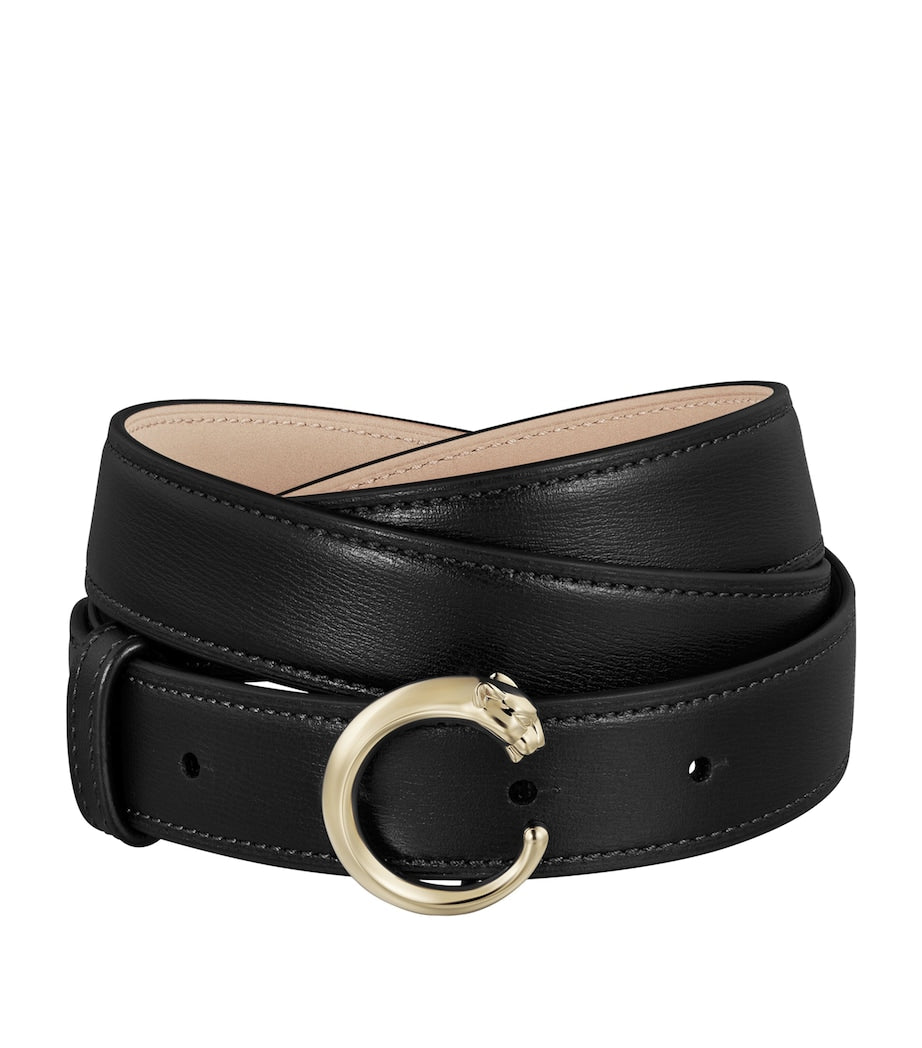 Black Leather Panthère de Cartier Belt (75cm)