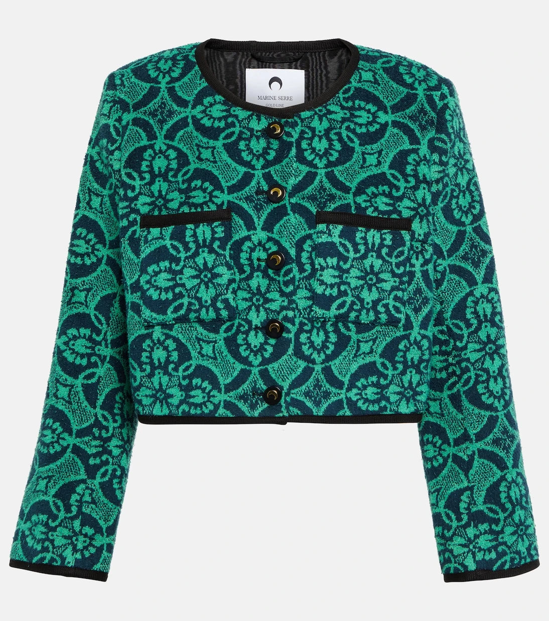 Marine Serre - Jacquard cropped cotton jacket