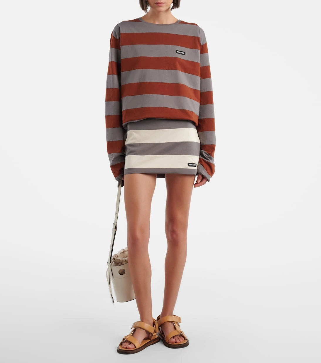 Miu Miu - Striped cotton jersey miniskirt