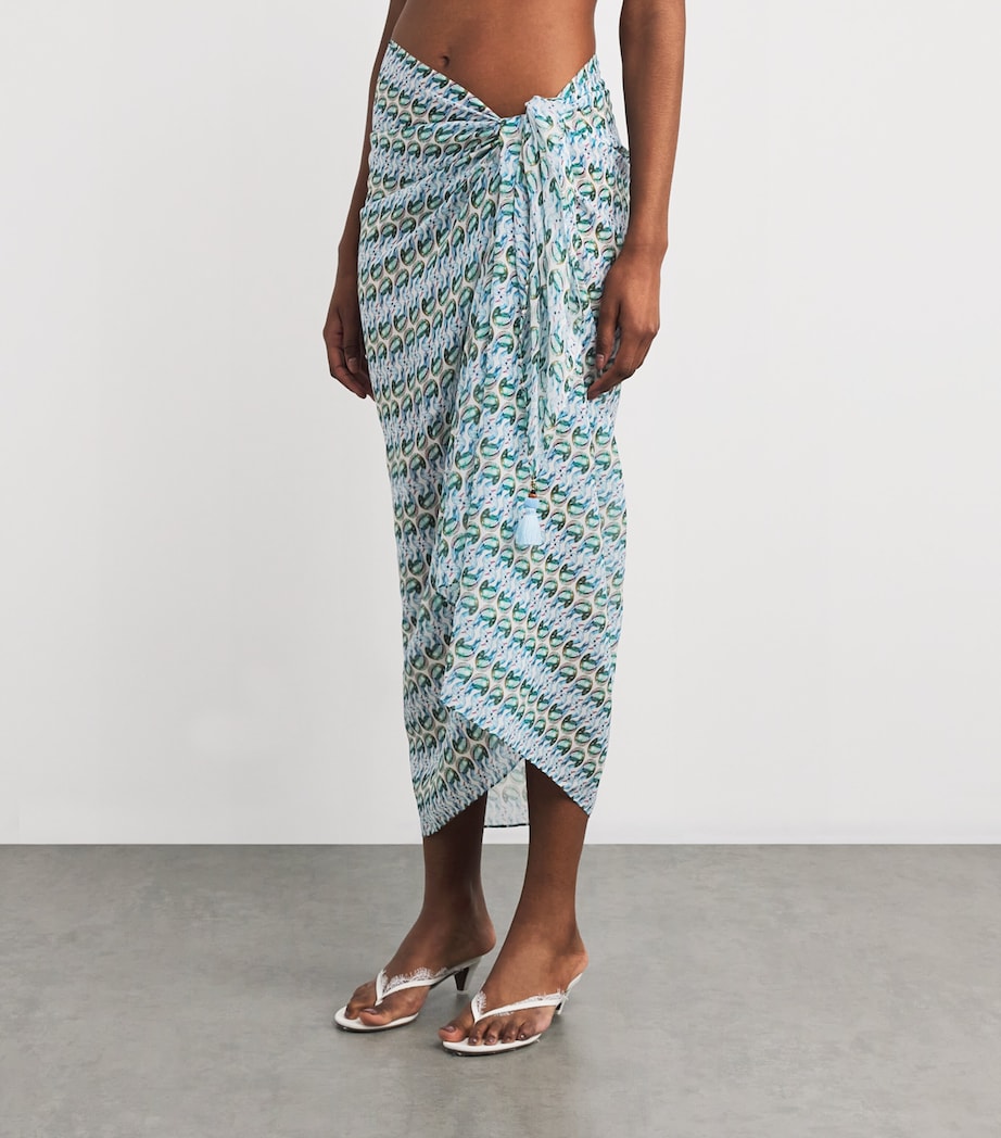 Multi Silk-Cotton Duck Print Pareo