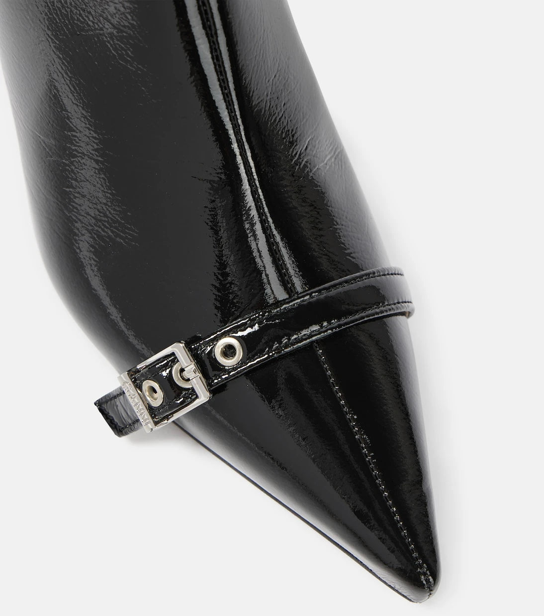 Ganni - Eyelets faux leather ankle boots