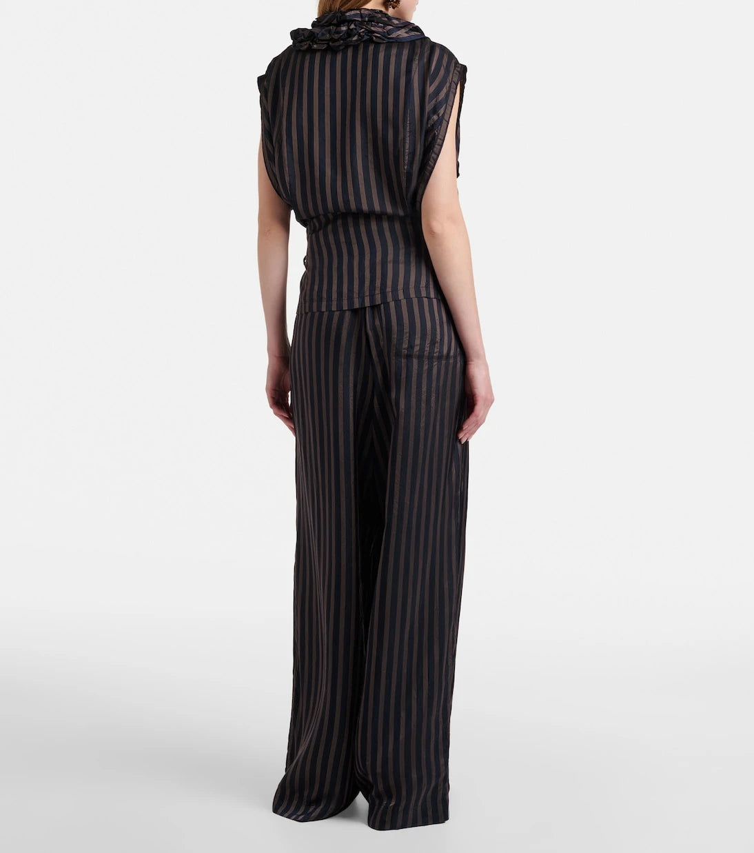 Dries Van Noten - Çizgili geniş paça pantolon