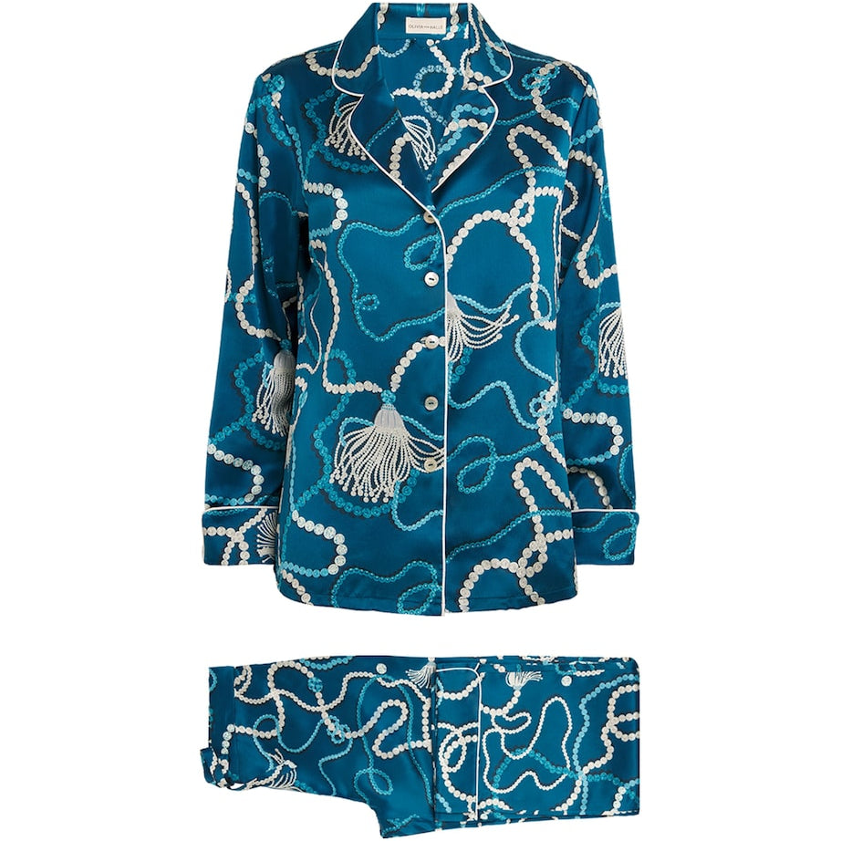 Silk Floral Lila Periwinkle Pyjama Set