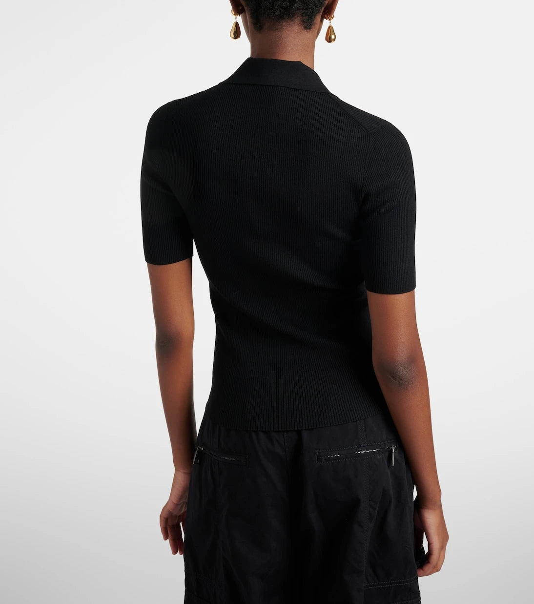 Dolce&Gabbana - Embellished ribbed-knit polo shirt
