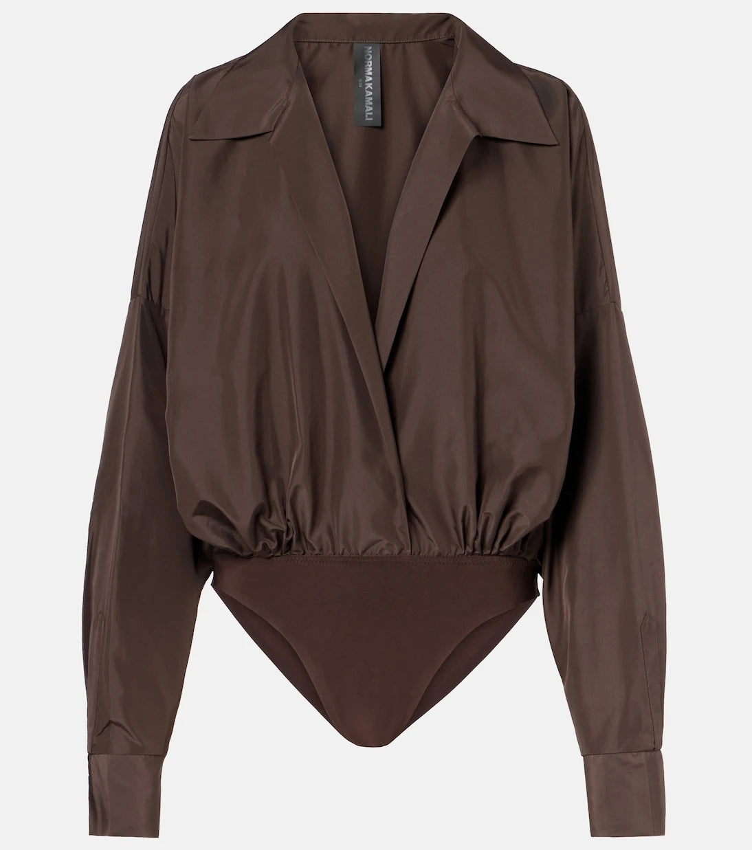 Norma Kamali - Oversized satin bodysuit