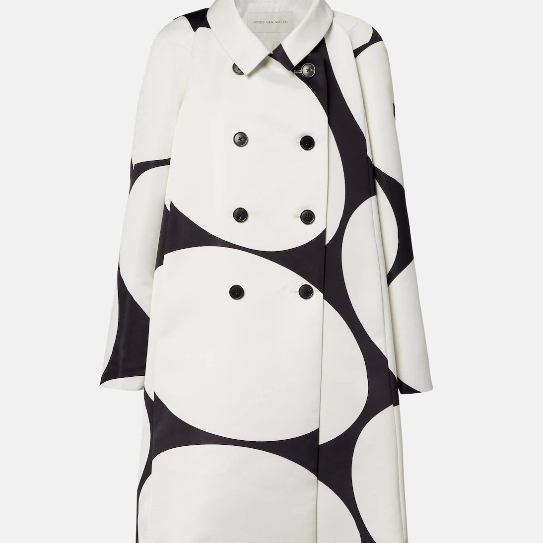 Dries Van Noten - Polka-dot double-breasted satin coat