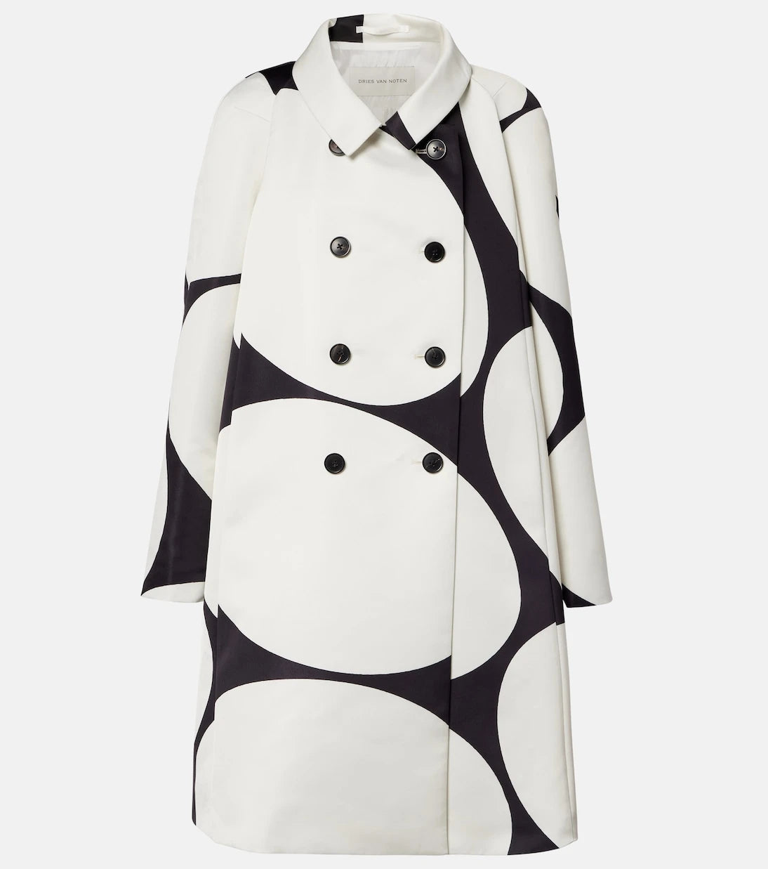 Dries Van Noten - Polka-dot double-breasted satin coat