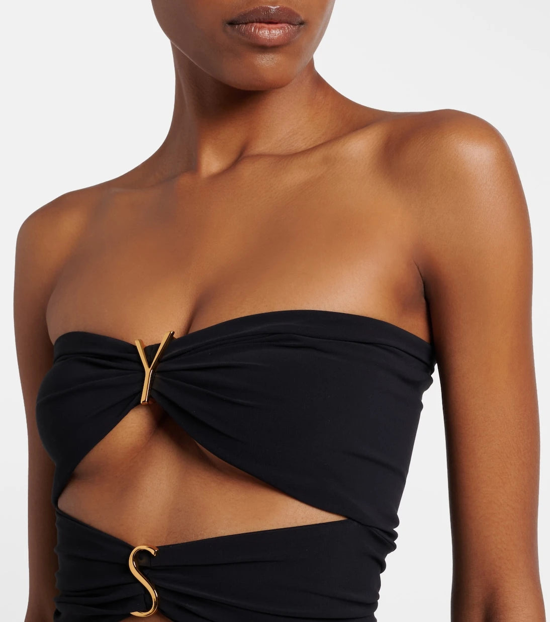 Saint Laurent - Cutout embellished swimsuit
