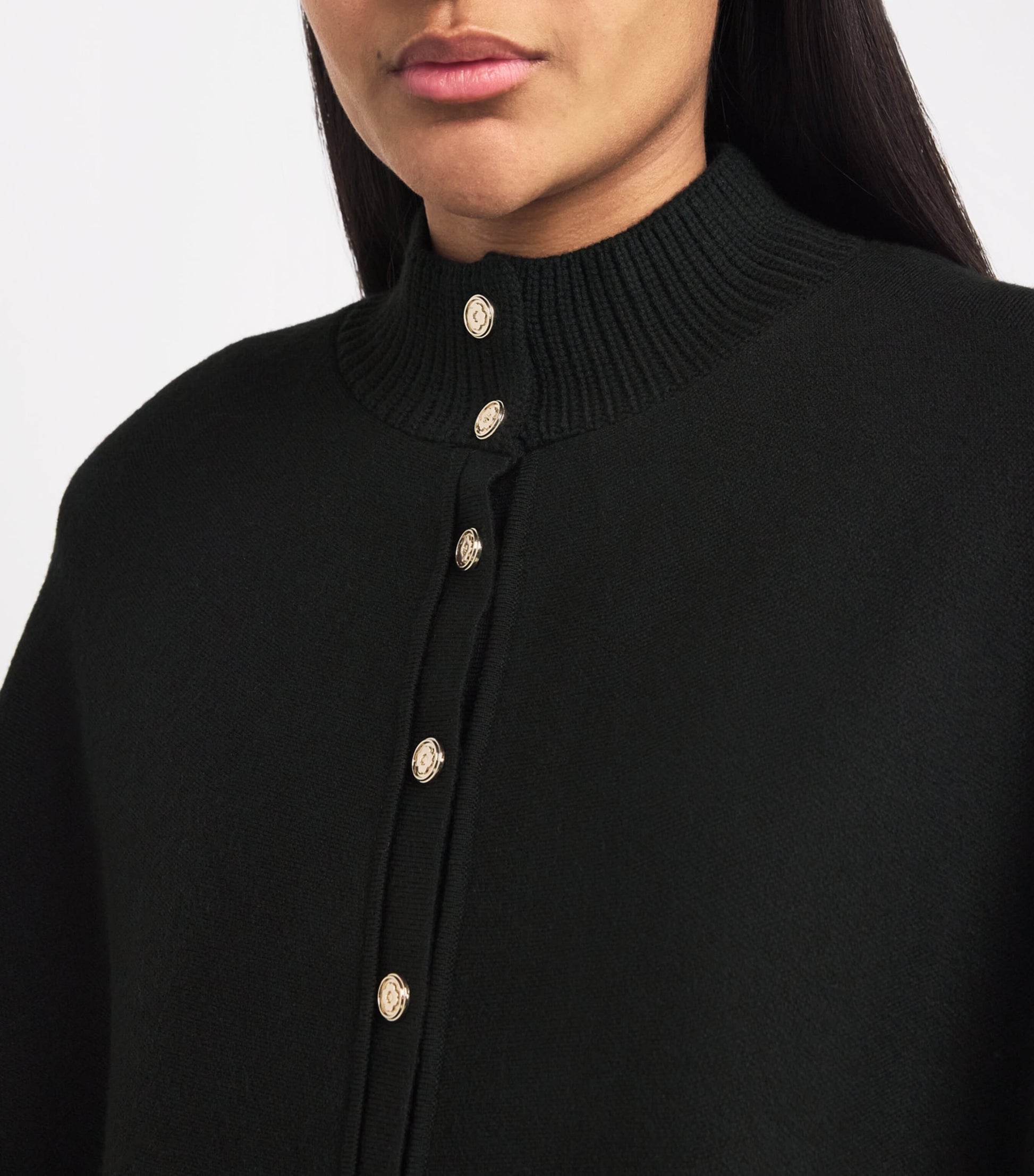 Maje Black Cape-Effect Cardigan
