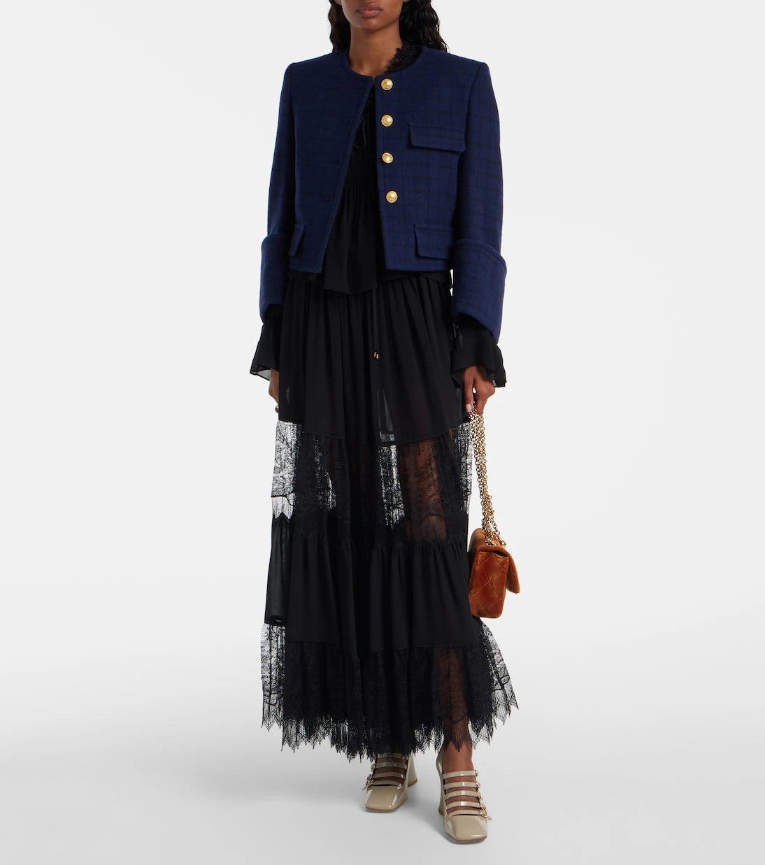 Chloé - Gathered lace-trimmed silk georgette blouse