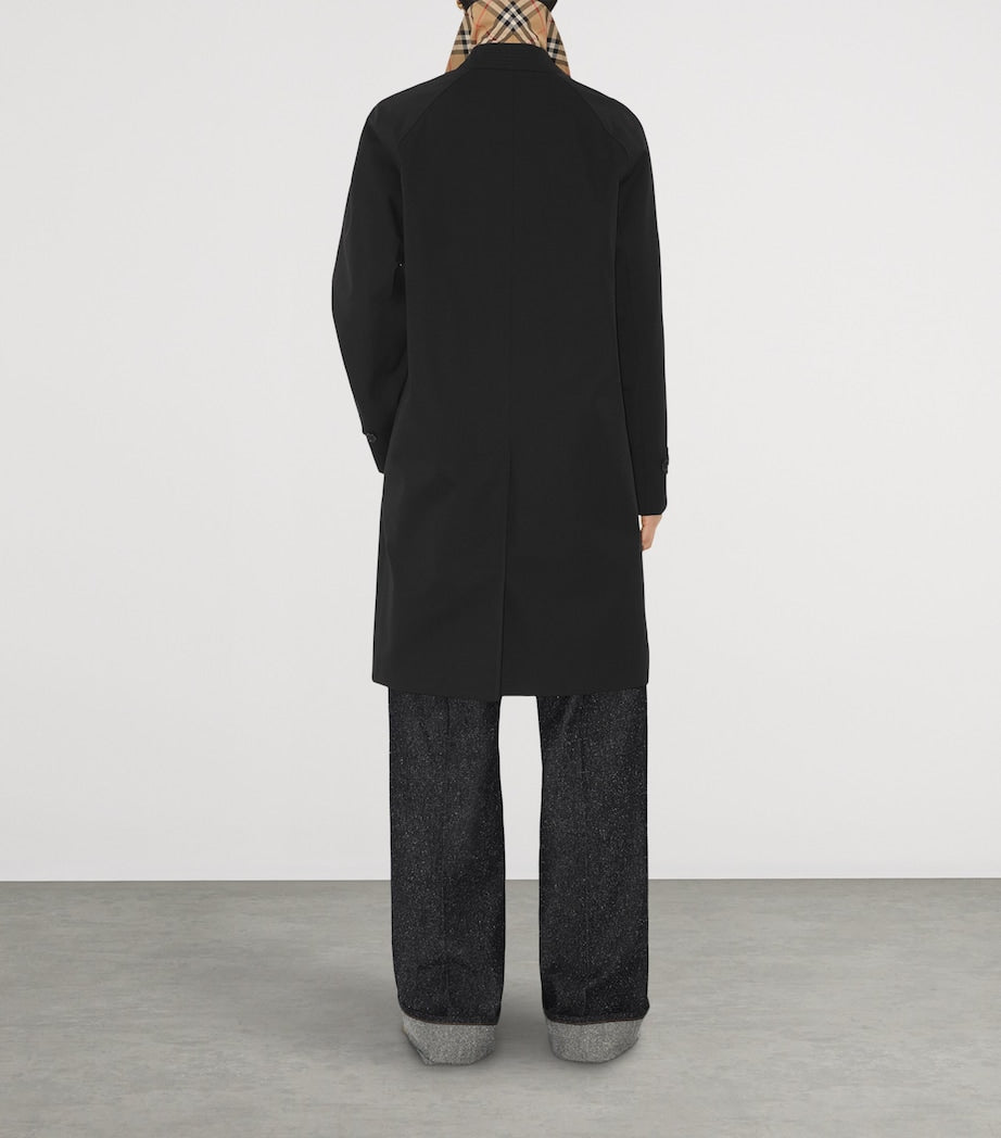 Burberry Black Gabardine Mid-Length Camden Heritage Car Coat