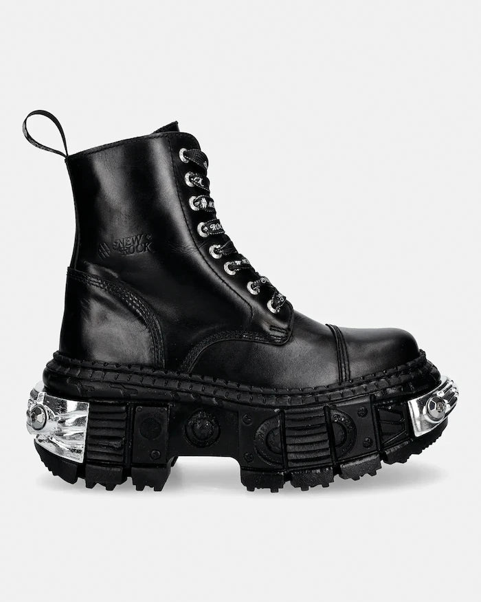 New Rock CRUST NEGRO, TANK CASCO NEGRO POWER Deri Botlar *