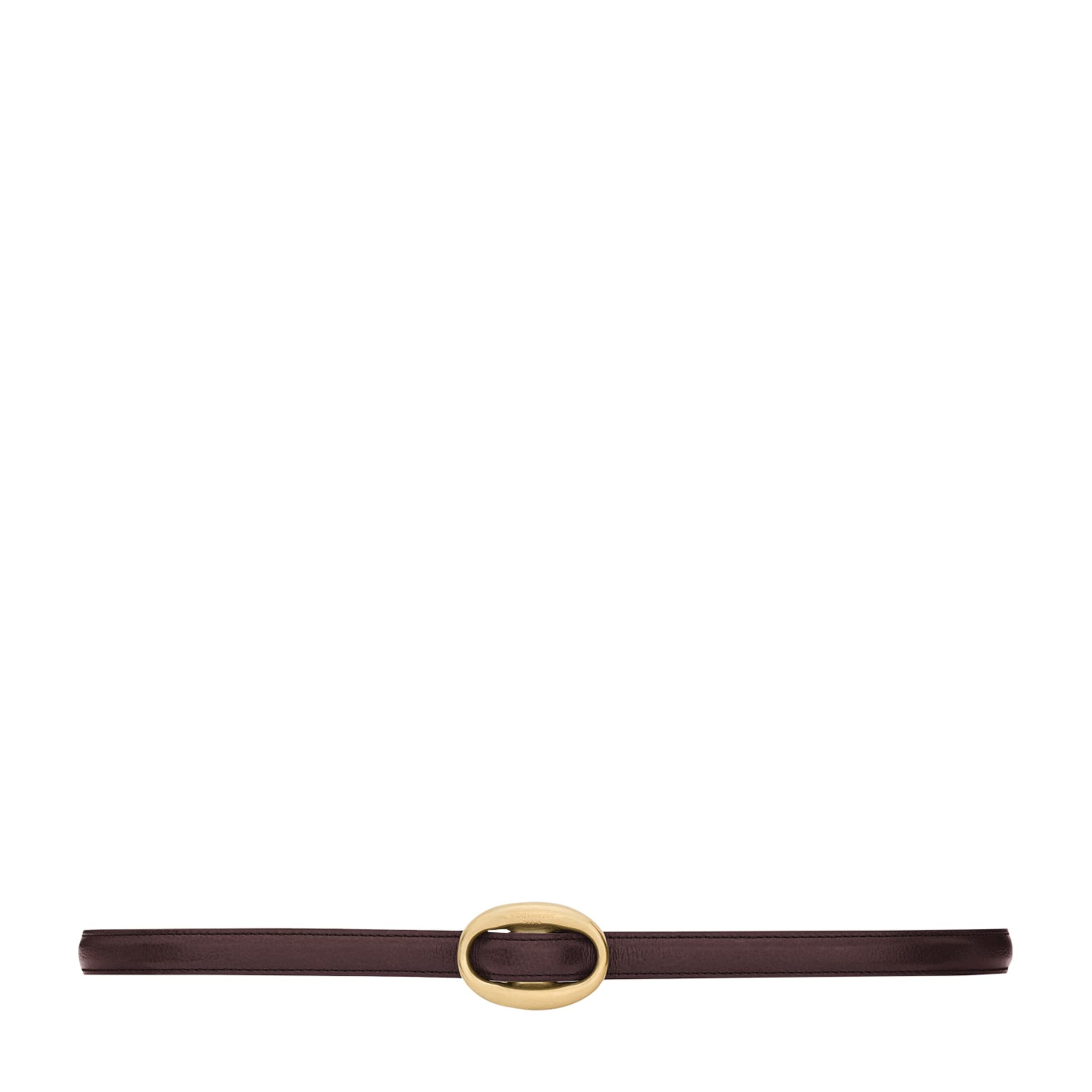 Saint Laurent Brown Leather Oval Buckle Belt