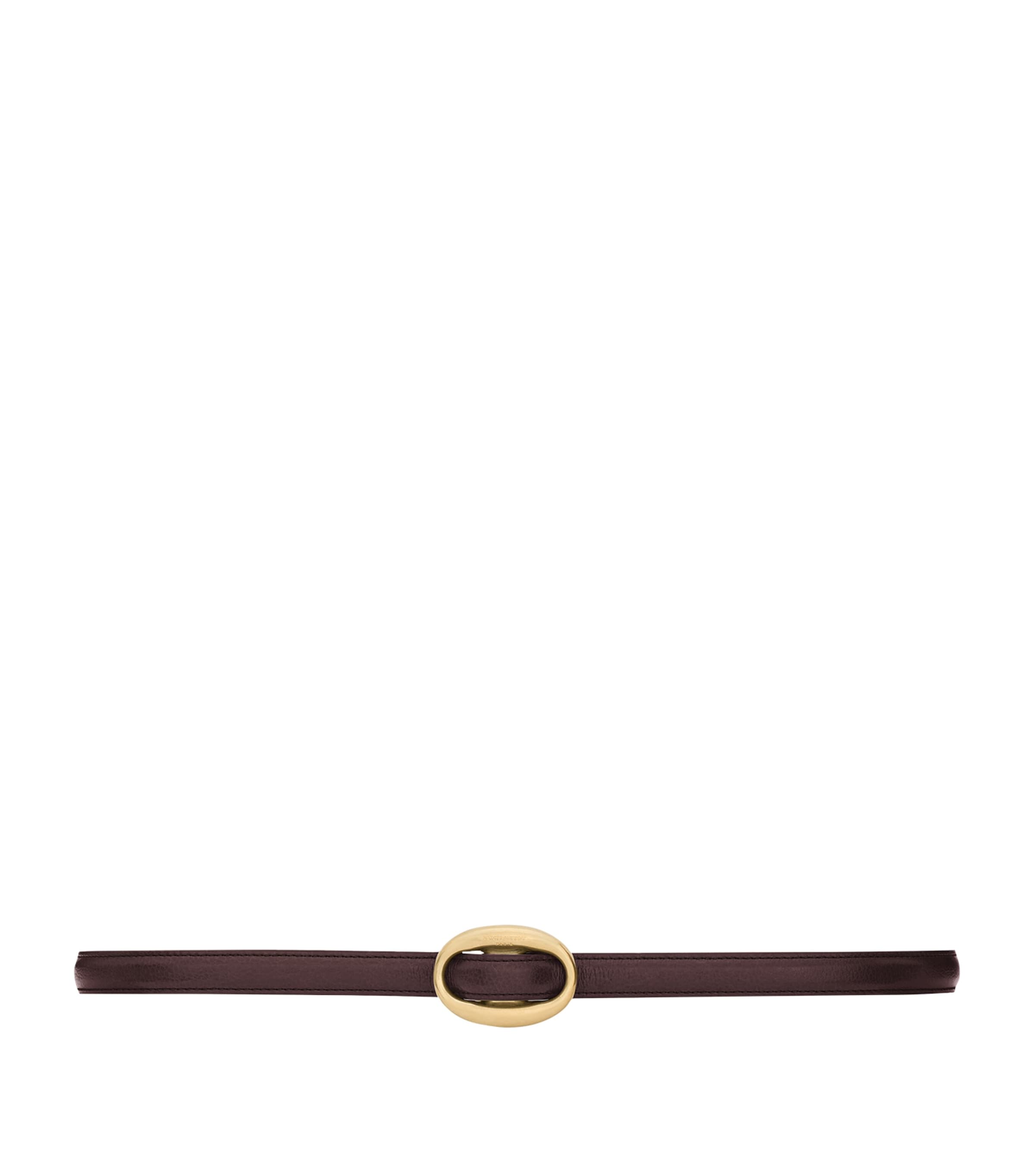 Saint Laurent Brown Leather Oval Buckle Belt