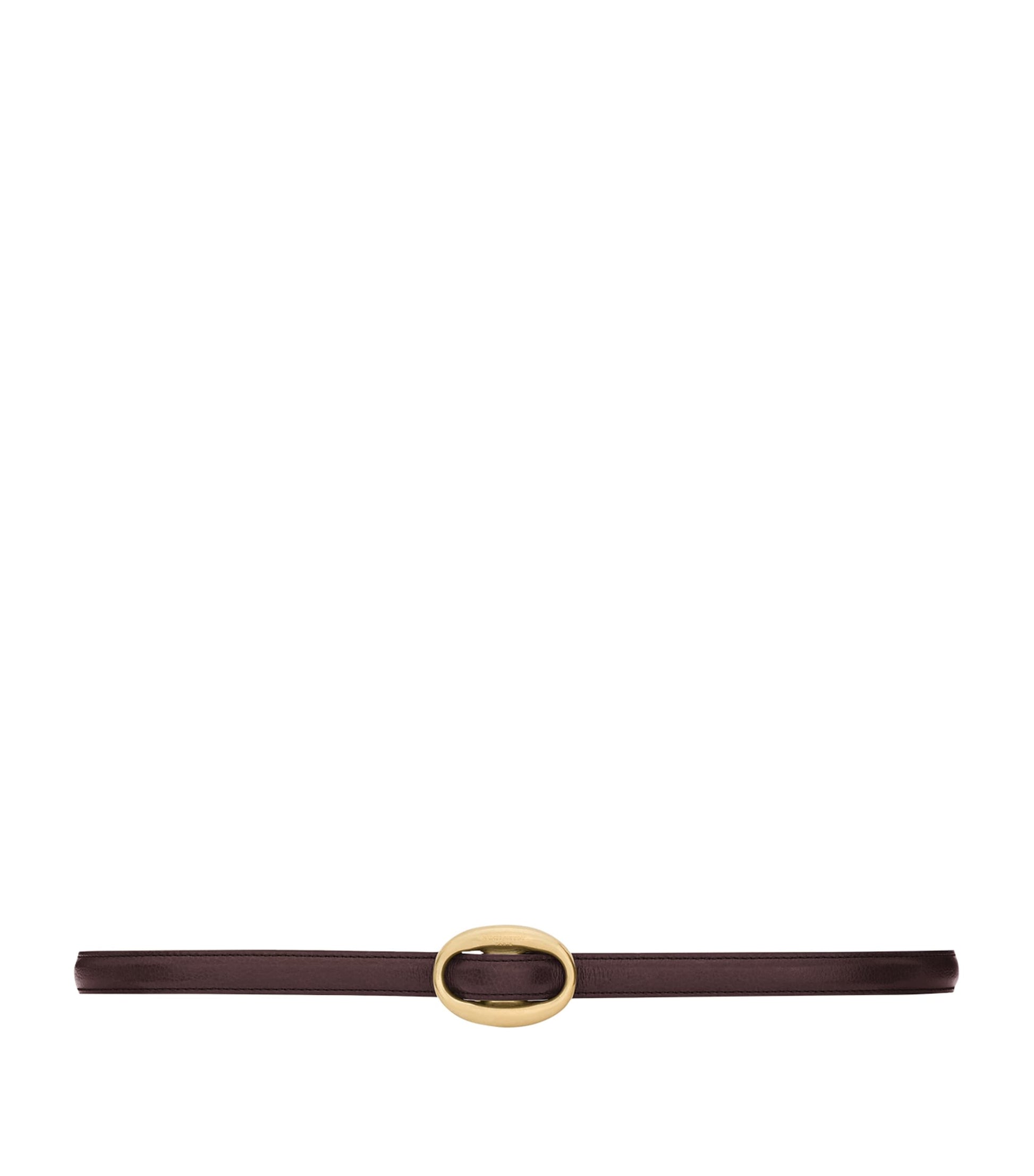 Saint Laurent Brown Leather Oval Buckle Belt