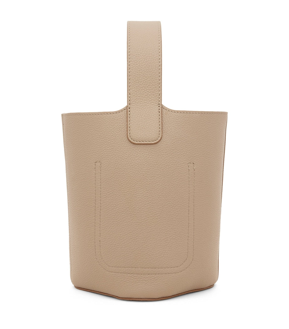 LOEWE Beige Mini Leather Pebble Bucket Bag