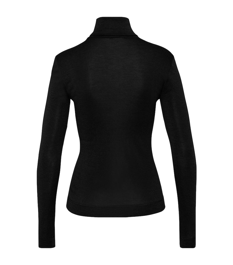 Black Silk-Cashmere Rollneck Top