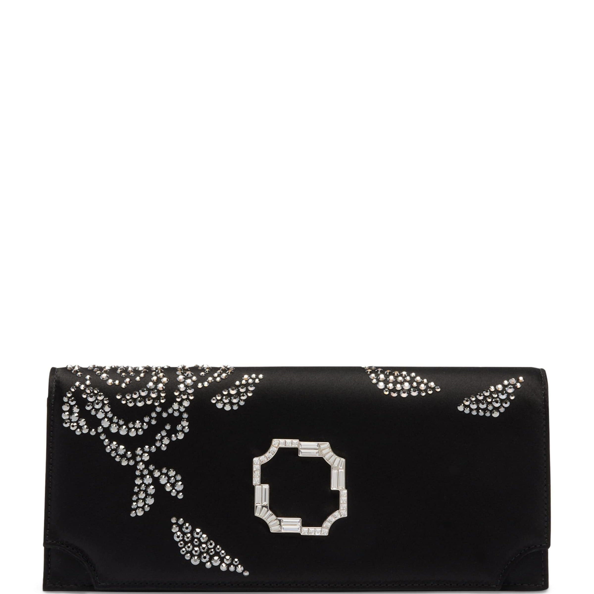 Malone Souliers Black Satin Embellished Vivien Clutch Bag